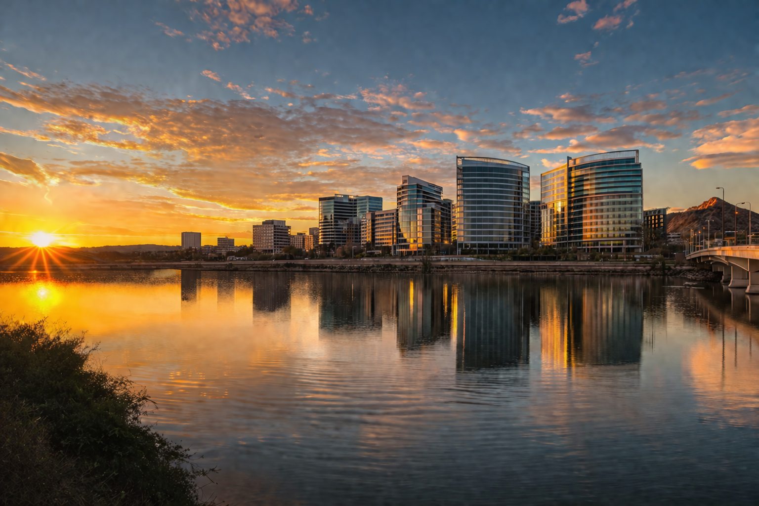 Tempe, Arizona skyline at golden hour